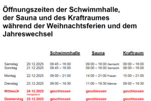 Weihnachtsferien und Jahreswechsel © Stadt Merseburg Öffnungszeiten Weihnachtsferien Jahreswechsel
